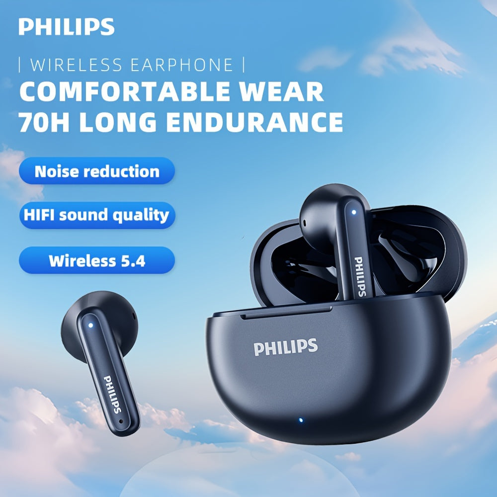 New Philips Sport Headset with Wireless Charging Case, Rechargeable Battery, Semi-open-back Design, Condenser Microphone, TWS Earphones TAT1199