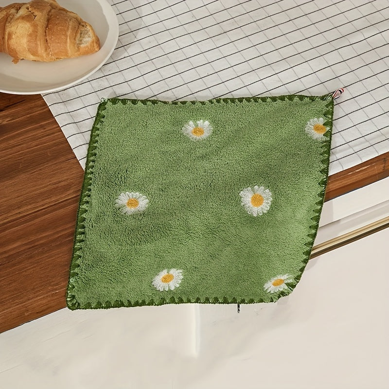 Soft, absorbent towels with cartoon embroidery for bathroom or kitchen use, quick-drying, 30x30cm size.