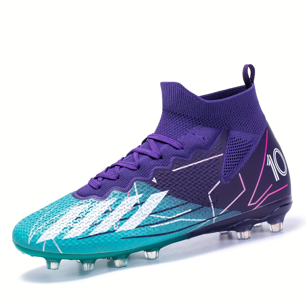 Stylish High Top Soccer Cleats with Spikes, Breathable and Non-slip for Professional Training and Competition