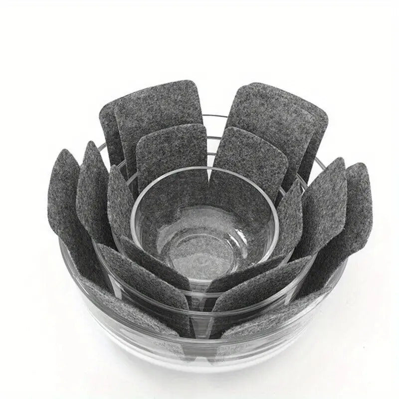 Set of 12 Non-Stick Felt Cloth Pot Protectors - Protects Against Scratches and Heat, Ideal for Reusable Kitchen Storage Mats and Organizing Cookware