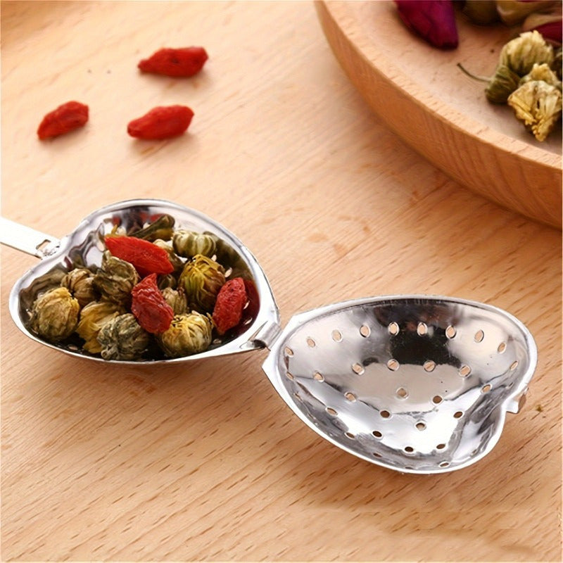 Heart-Shaped Stainless Steel Tea Infuser with Long Handle, Perfect for Loose Leaf Tea - Essential Kitchen Accessory for Tea Enthusiasts