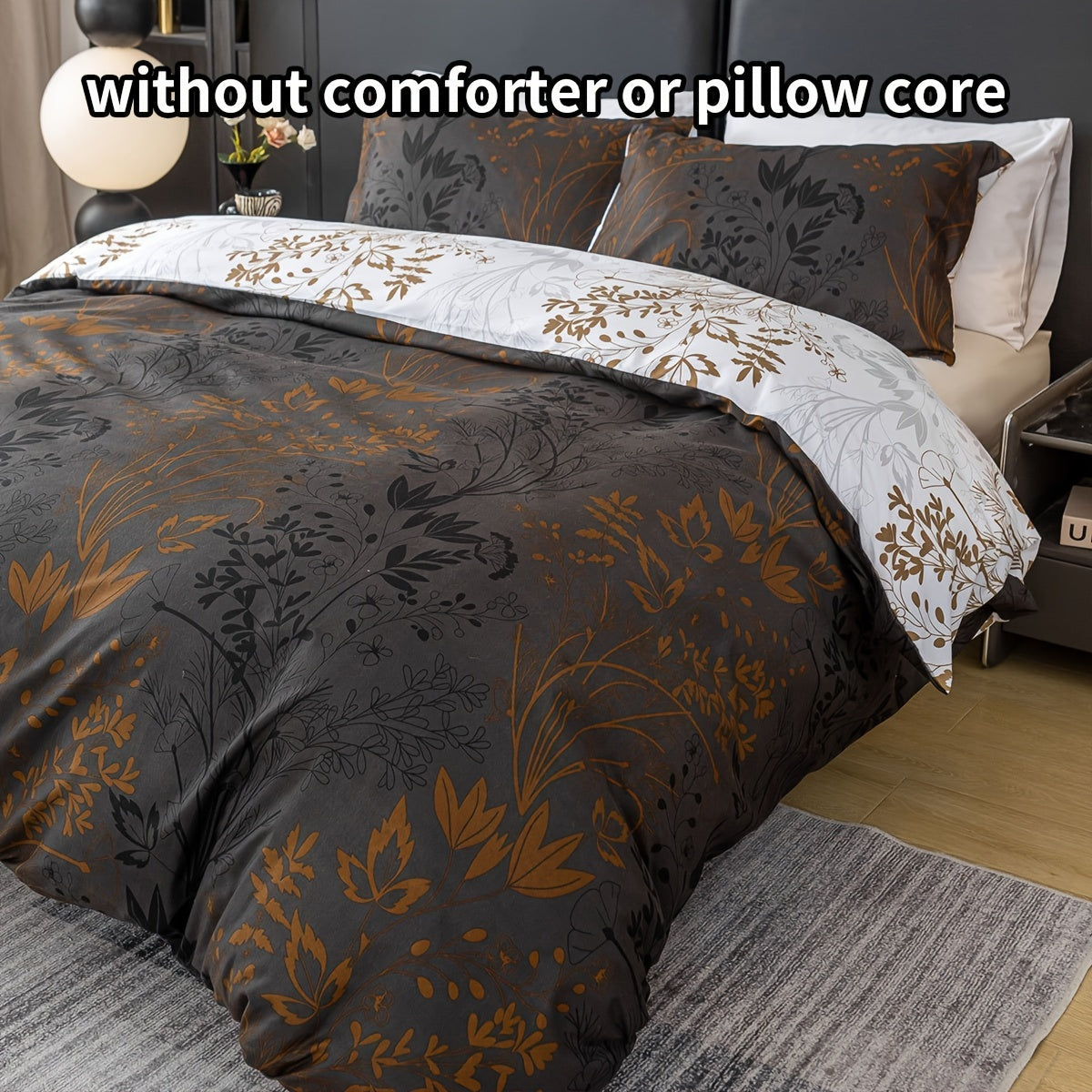 Luxurious Floral Print Polyester Duvet Cover Set includes one duvet cover and two pillowcases (core not included). This all-season bedding set is soft, comfortable, and breathable, perfect for bedroom, guest room, or dorm use.