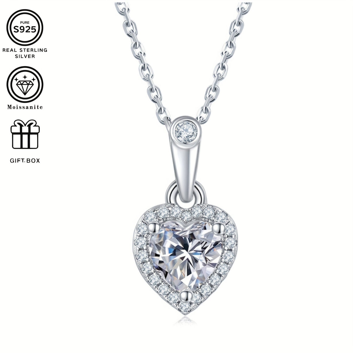 These elegant and luxurious S925 Silver Light Luxury Heart Platinum-Plated 2 Carat Moissanite Pendant Earrings are perfect for daily wear or special occasions. With a total weight of approximately 2.88g/1.58g, these earrings make a beautiful gift for