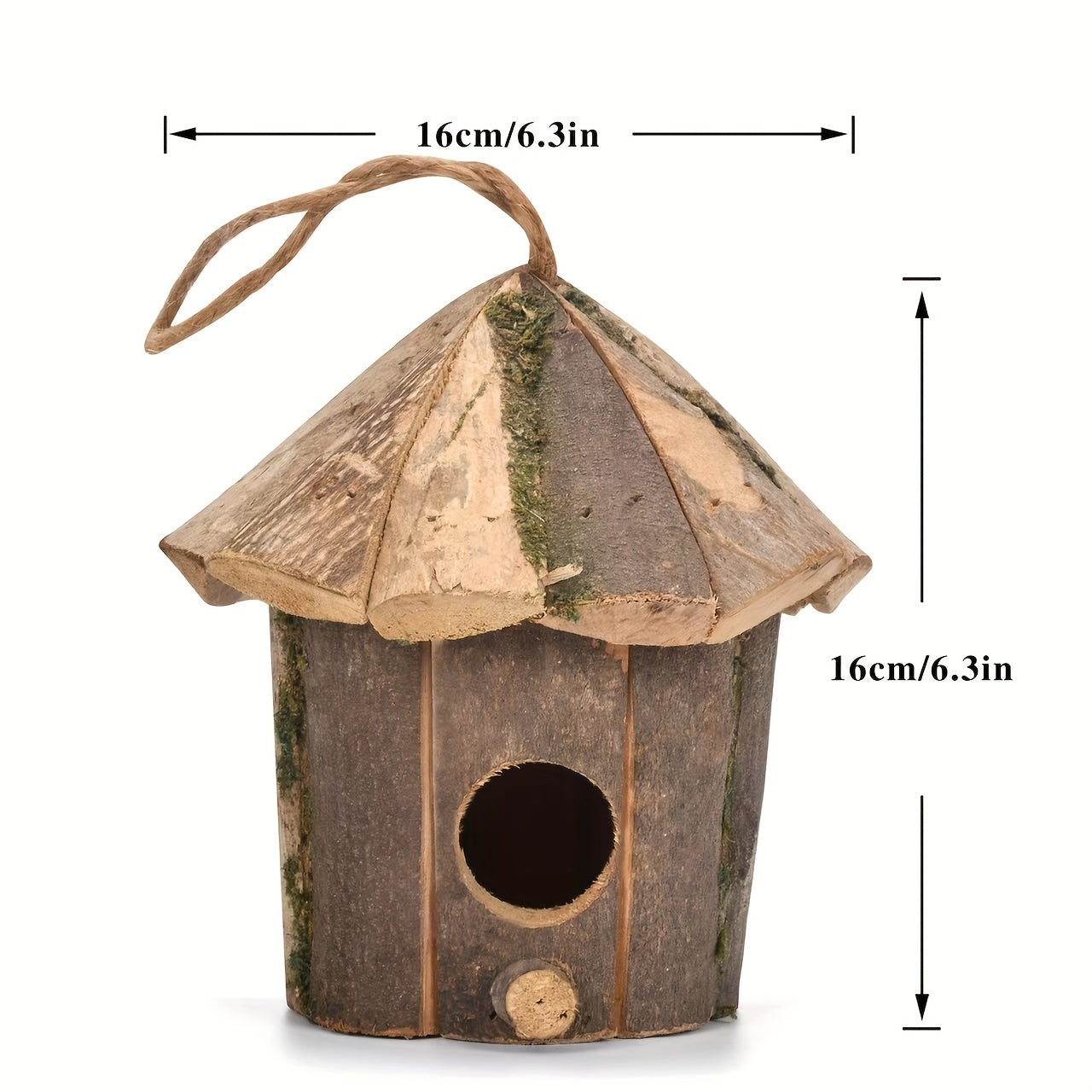 Handcrafted rustic wood birdhouse for hummingbirds. Ideal bird shelter.