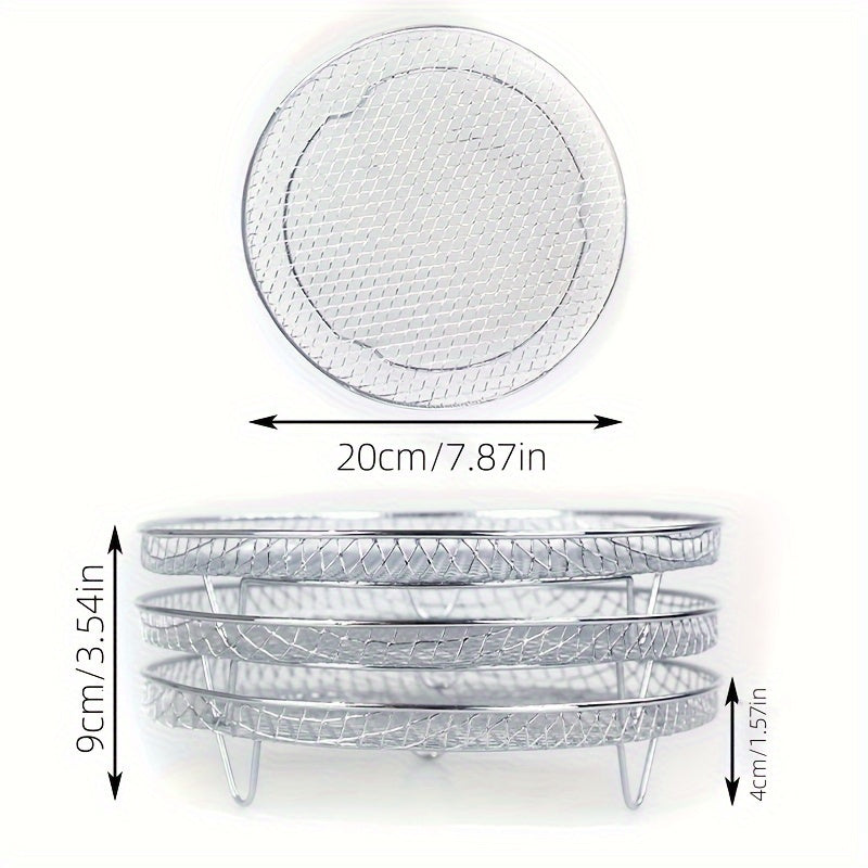 Нержавеющая стальная сушилка с 3 ярусами - универсальный аксессуар для аэрогрилей и барбекю, с дренажом для использования на кухне и в столовой.