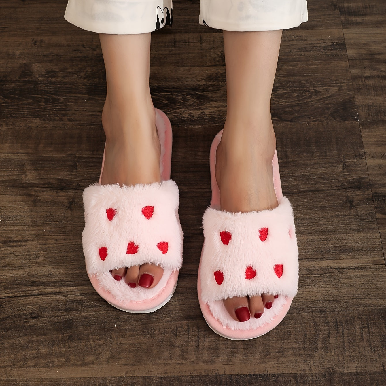 Cozy Open Toe Plush Slippers for Home