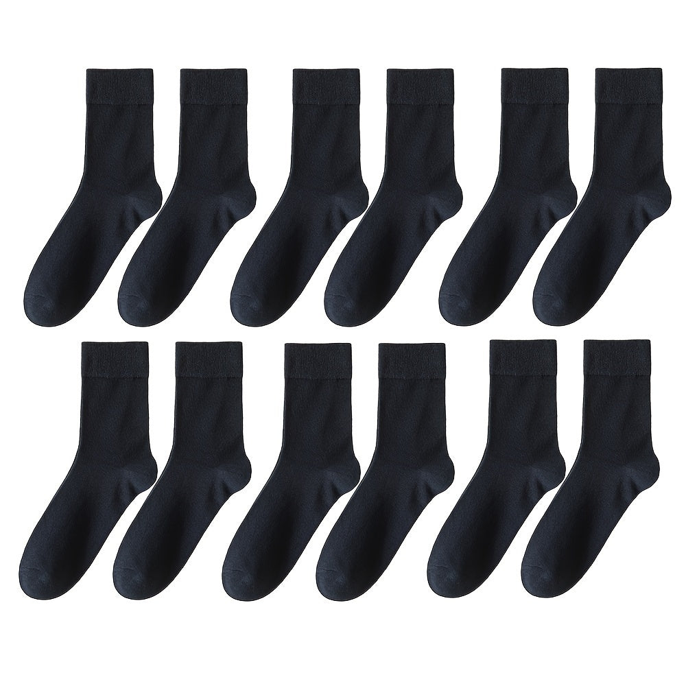 6 pairs of unisex cotton crew socks with loose-mouthed design for breathability and sweat absorption, offering soft and comfortable wear for both men and women. Trendy for business or