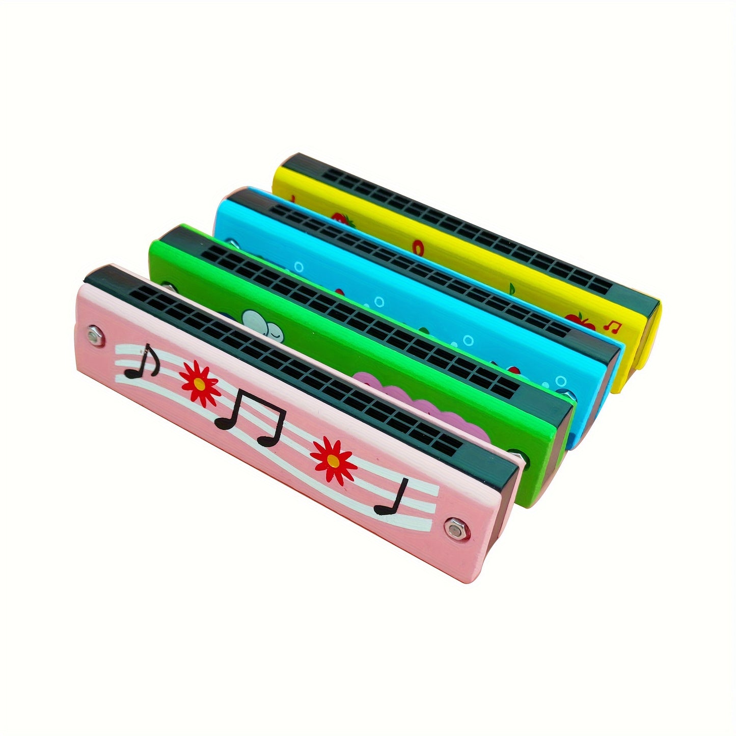 12 Styles Cartoon Harmonica for Kids and Adult Beginners, Lightweight with Double Row of 16 Holes