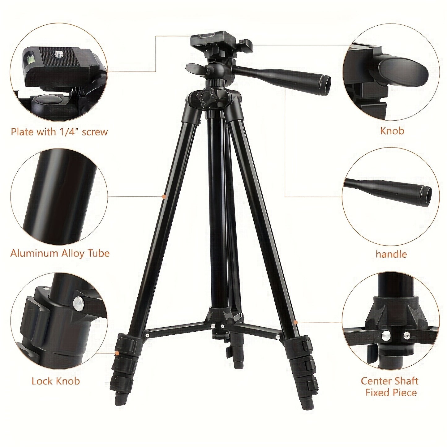 ZOMEi Aluminum Tripod with adjustable height and phone holder for professional lighting support, portable and durable for video conferencing, streaming, and photography.