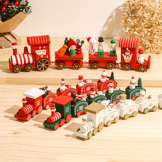 Wooden train ornament for a Merry Christmas celebration - ideal tree decor and gift.