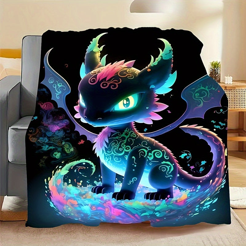 Get cozy with this Luminous Dragon Print Blanket, perfect for all seasons. Made of soft and warm flannel Mao, it is suitable for use on the sofa, bed, while traveling, or in the office. An ideal gift for family members.