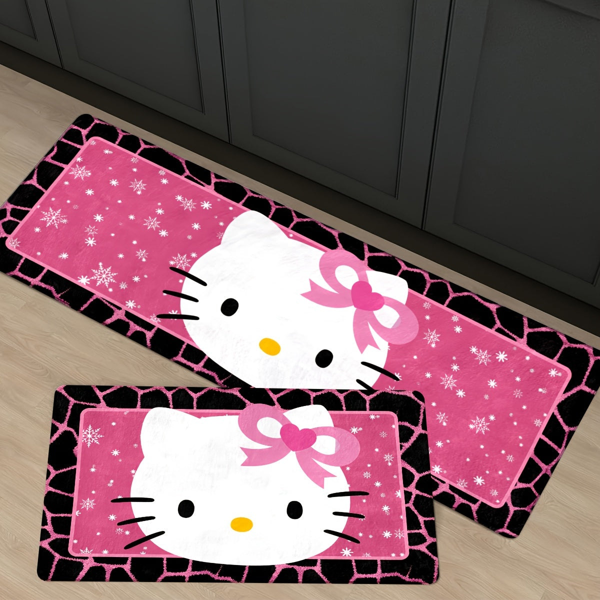 Get Hello Kitty Themed Indoor Door Mats for Winter and Christmas Decorations. These mats have non-slip, thickened designs that are perfect for use in kitchens, bathrooms, and laundry rooms.