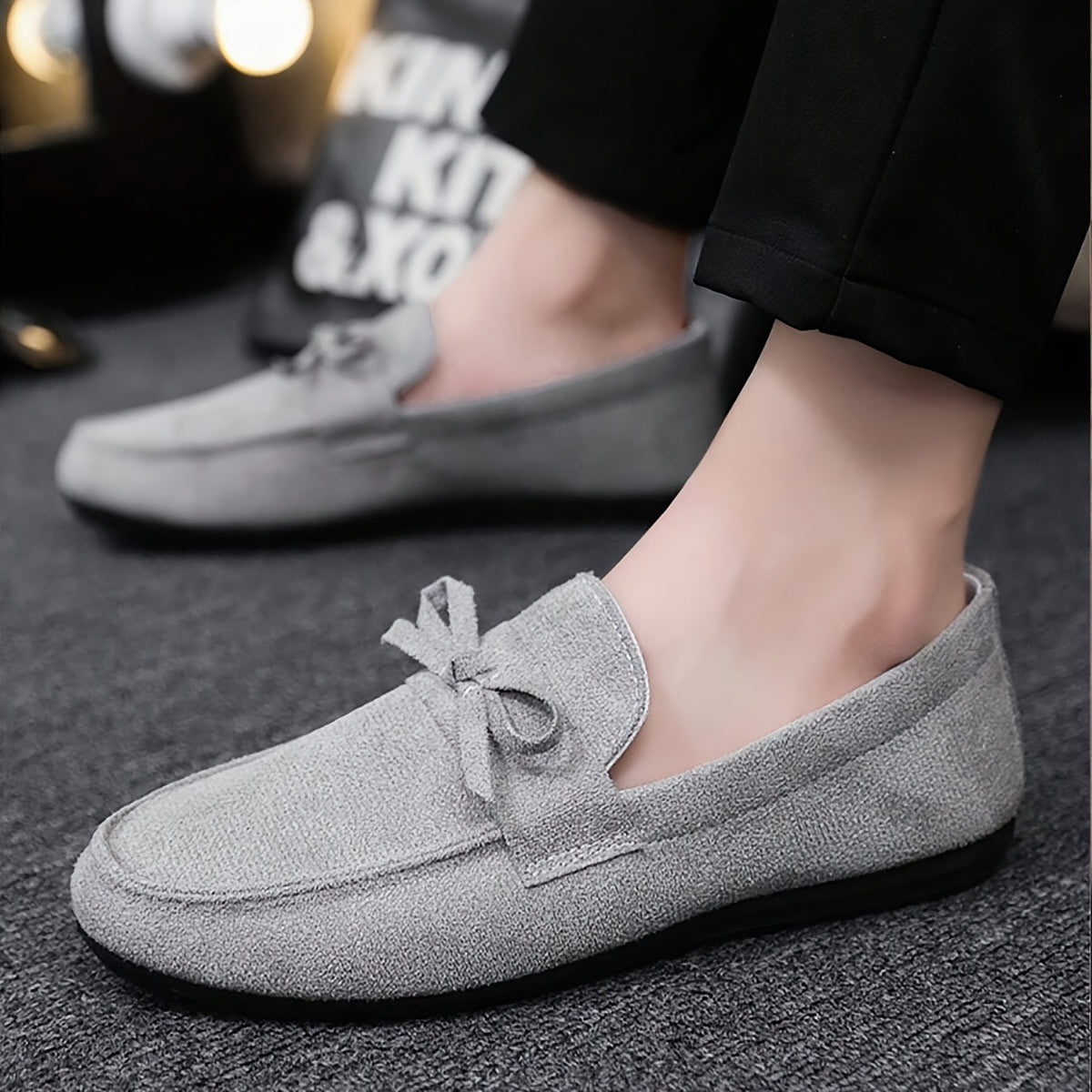 Men's slip on loafers with solid color, non-slip rubber sole. Suitable for banquet, office, and weddings.