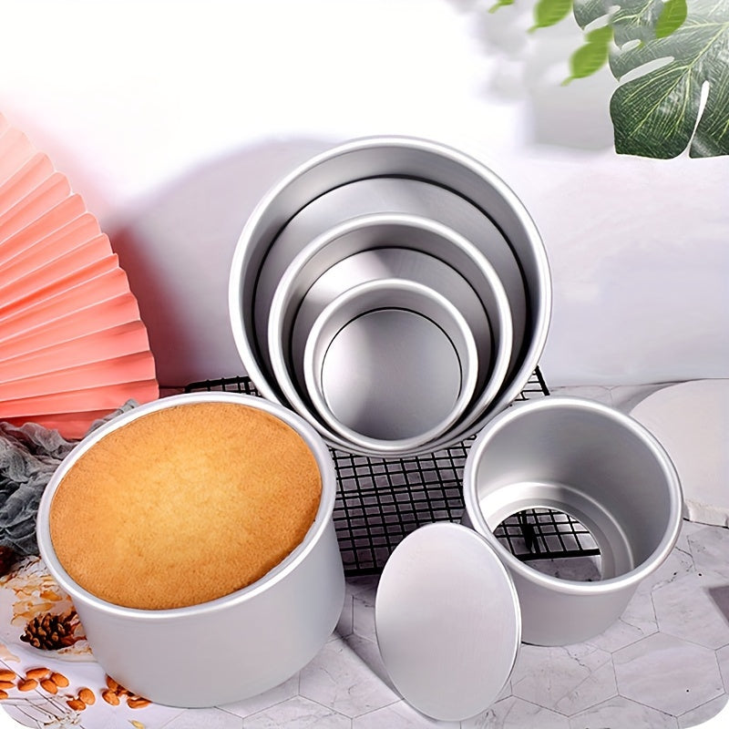 Durable Anodized Alloy Cake Pan Set with Removable Bottom - Precision Crafted in Versatile Aluminum - Includes 10.16/12.7/15.24/20.32 cm Sizes Perfect for Valentine's Day and More - Round Shape for Professional Results