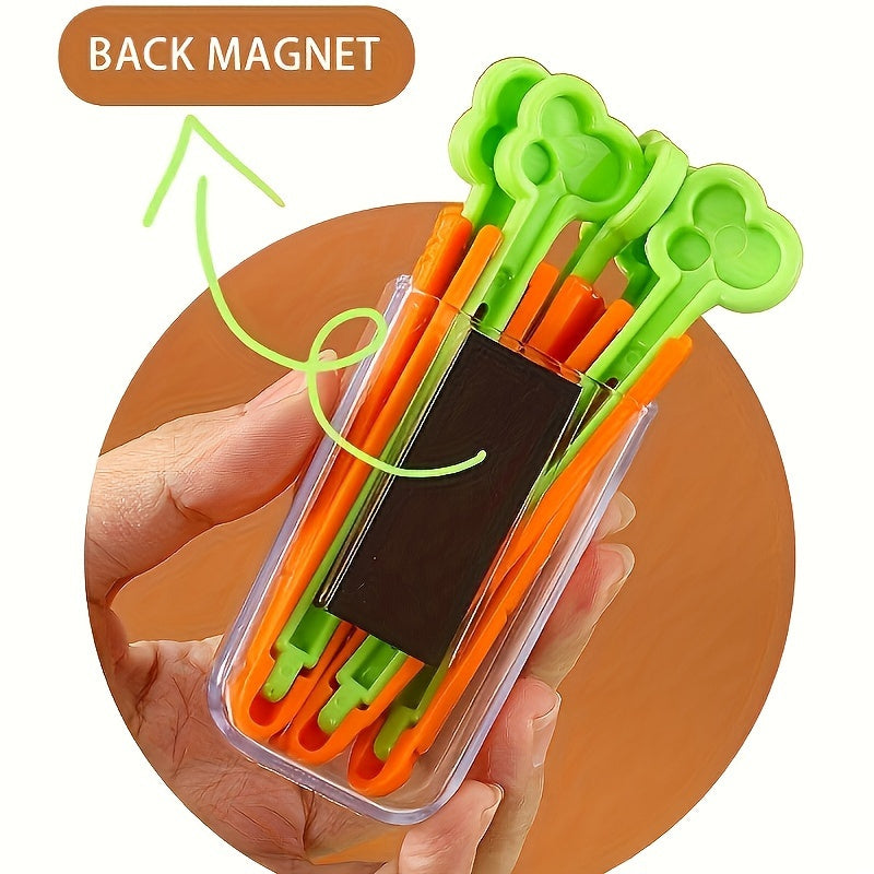 Set of 5 Carrot-Shaped Magnetic Food Bag Clips, Sealers for Plastic Bags, Keep Food Fresh, Organize Kitchen