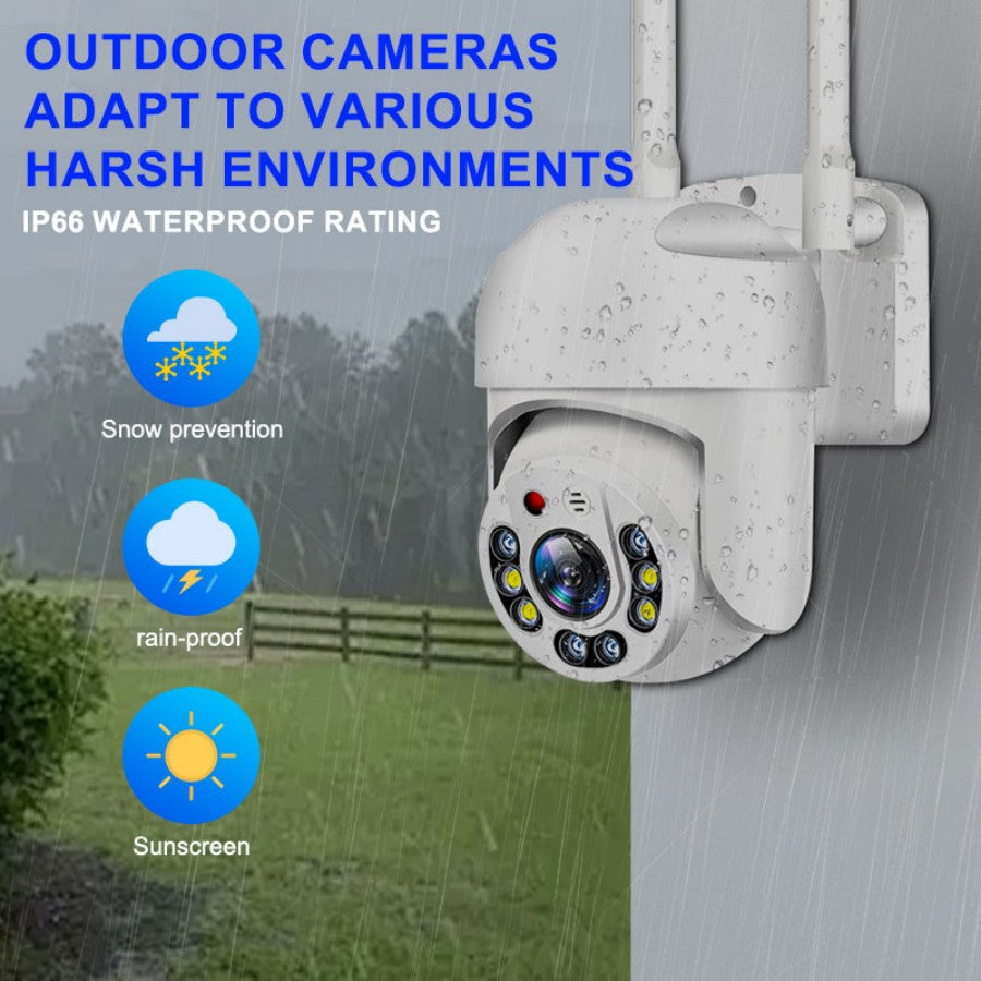 Experience ultimate security with the 1pc Oimlyo Outdoor Dual PTZ Security Camera. This camera boasts 1080p Full HD resolution with AI body detection, two-way audio, and night vision for clear monitoring in any lighting condition. Enjoy a 360° panoramic