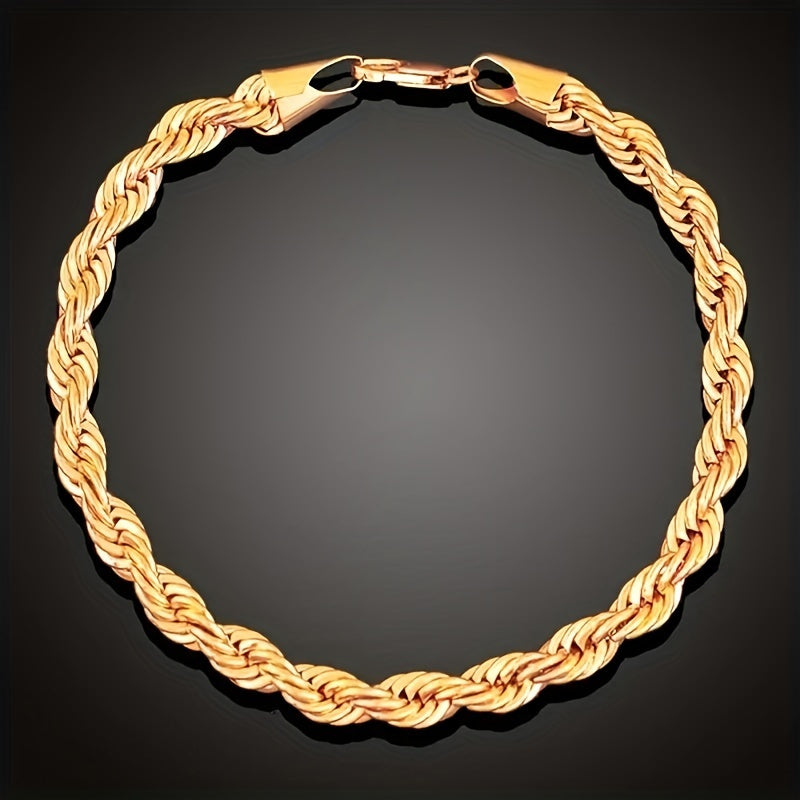 Chic gold-toned stainless steel rope necklace and bracelet set in Y2K minimalist style. Great for daily wear, gifting, and Valentine's Day. Perfect for layering.