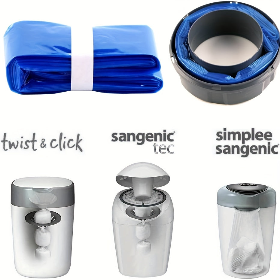 High capacity diaper pail refill pack with 8 meters, compatible with cartridges for Tommee Tippee Sangene Tec, Simplee Sangene Twist & Click. Pack includes 3/6/9 refill cartridges.