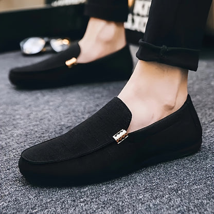 Zhenyuezu Men's Canvas Loafers: Breathable, Non-Slip, Durable Slip-On Shoes for All Seasons, Comfortable.