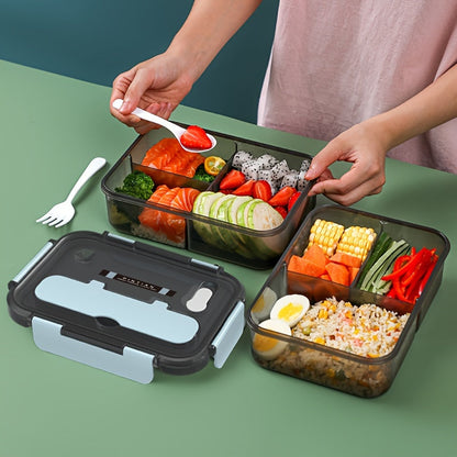 Large Capacity Leak-Proof Lunch Box with Spoon - Double-Layered Design, Ideal for Work or School, Microwave Safe