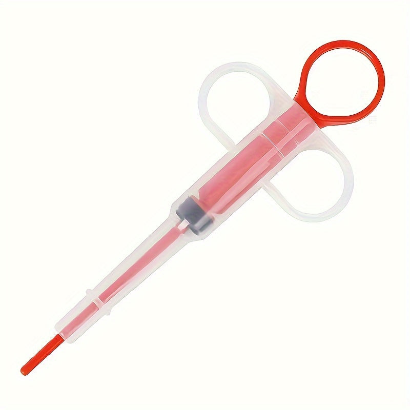 Pet medicine syringe with soft tip for cats and small animals, made of durable plastic.