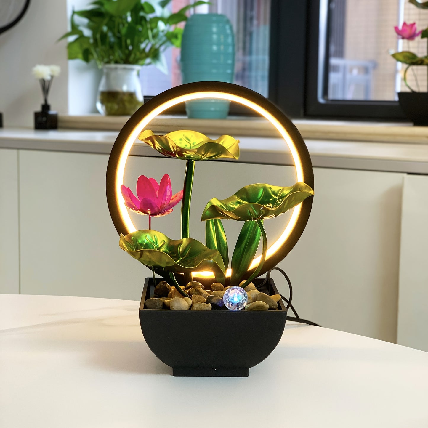 1 Blooming Lotus Flower and Flowing Water Wealth Ornament