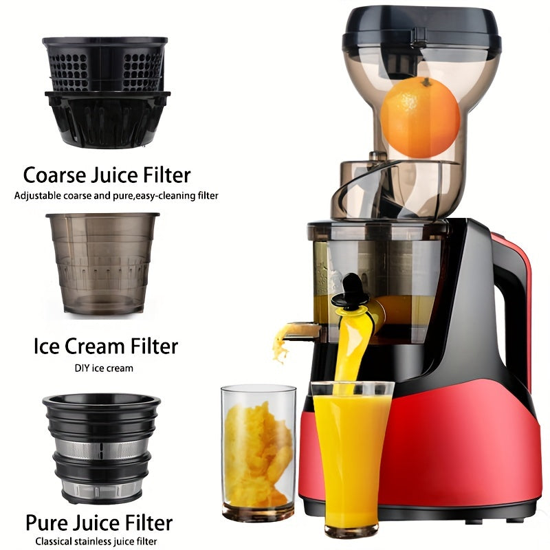 1pc Hilton Slow Juicer with non-slip base, detachable parts, and 1L capacity for fruits and vegetables.