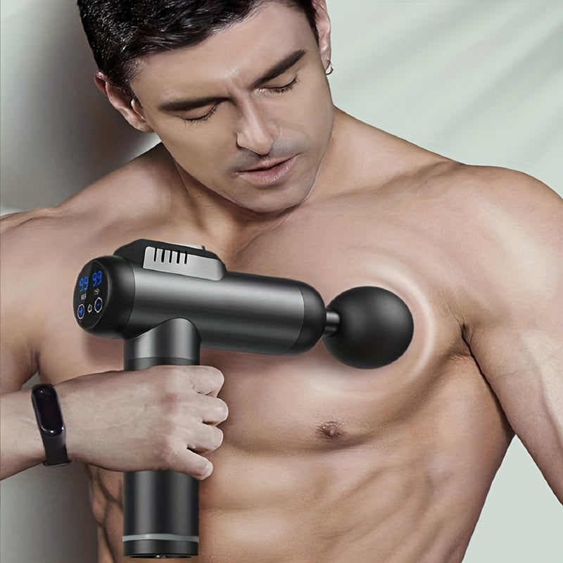 Rechargeable Fascia Gun with 8 Massage Heads, LED Screen, and 99 Levels of Muscle Massage