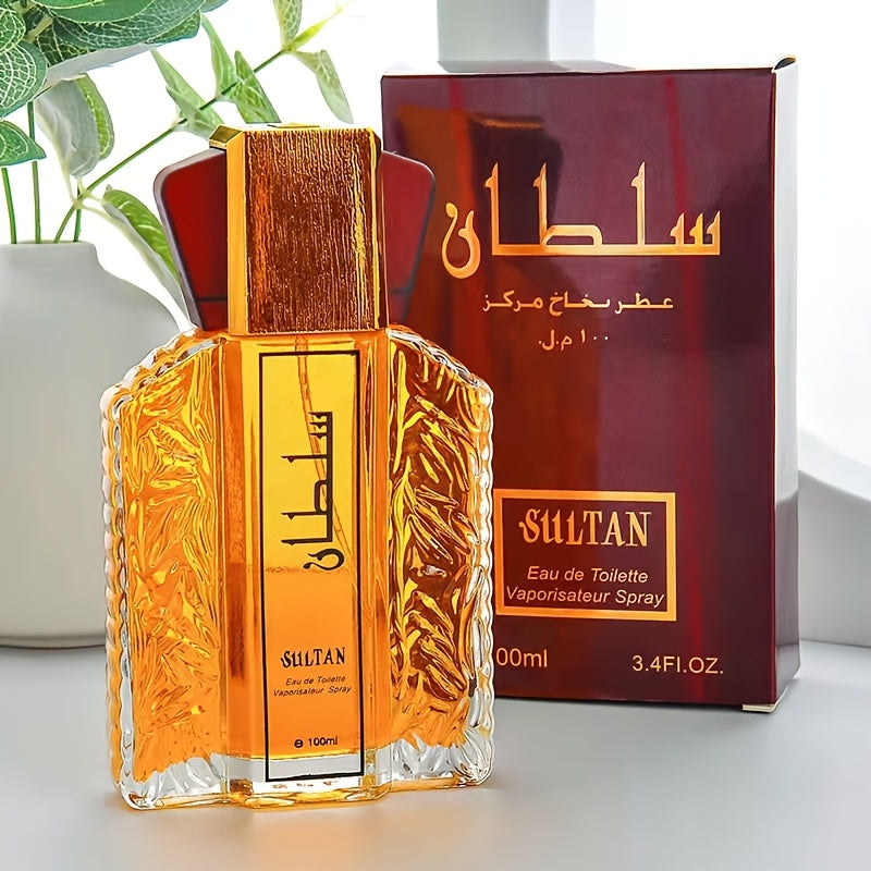 1x Sultan 3.38 Oz Floral Eau De Toilette for Men, long-lasting with 5-15% essence concentration, alcohol-based fragrance formaldehyde-free.