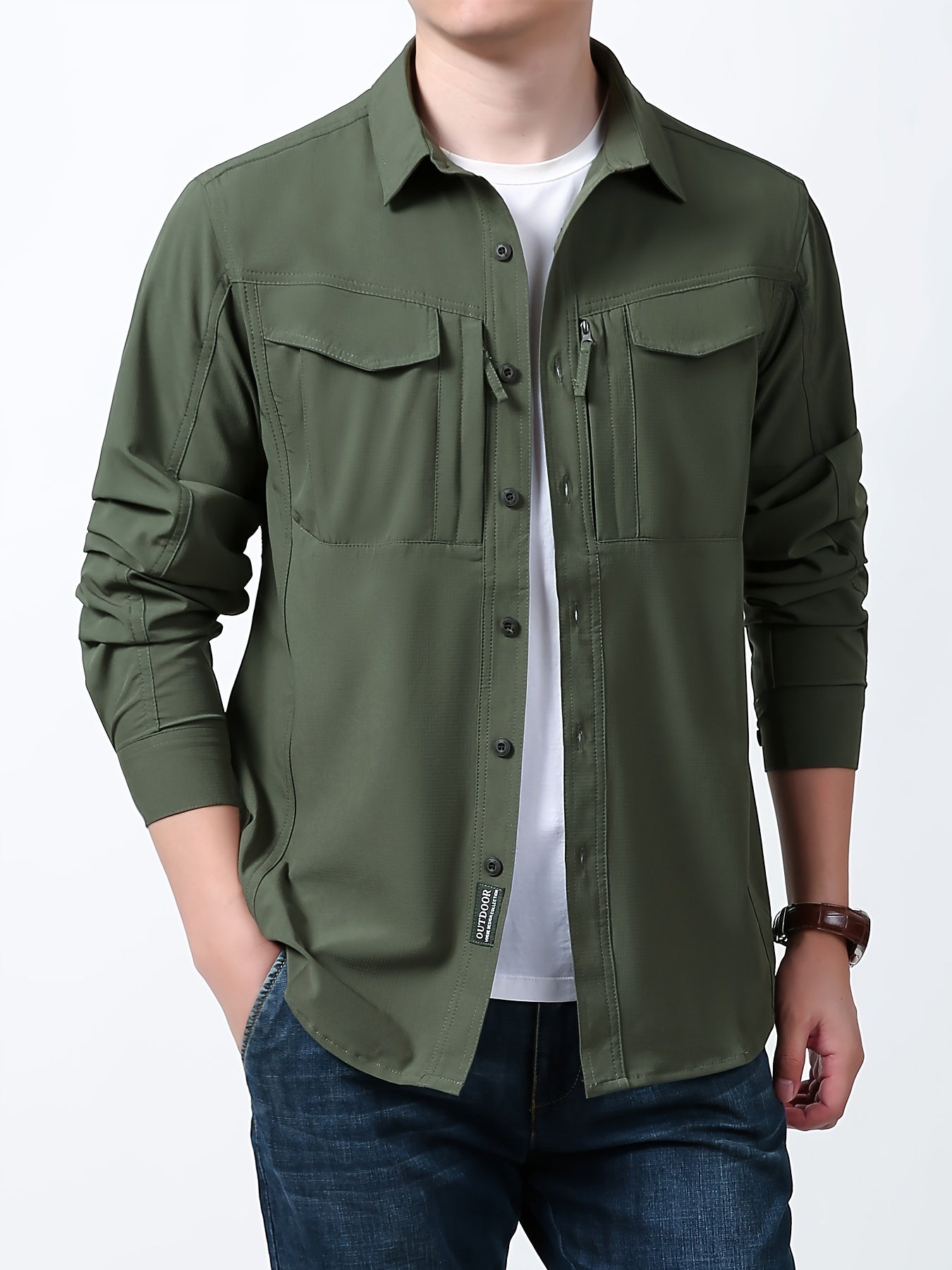 Multi-pocket combat shirt with quick-drying fabric, ventilation holes, and thin style.