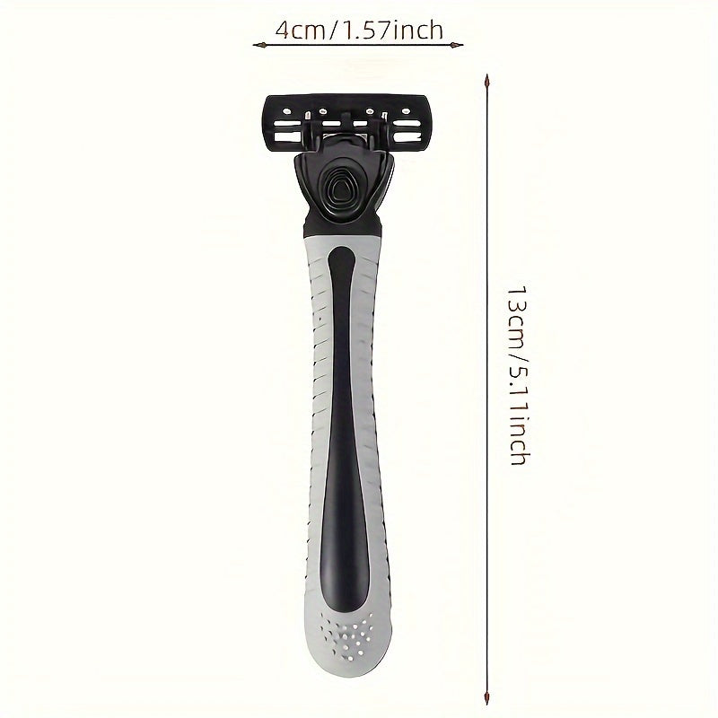 Men's manual shaver set includes 1 handle and 6 replacement blades for a 6-layer stainless steel safety razor.