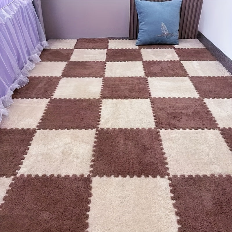 Modern plush patchwork carpet suitable for all seasons, ideal for bedroom, living room, coat room, rental house renovation - 40 pieces.