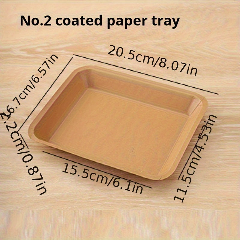 25 pieces of heavy duty disposable rectangle food trays, made from compostable, extra large paper. Perfect for serving crawfish, lobster, and crab at parties, BBQs, and crawfish boils. Accessories included.