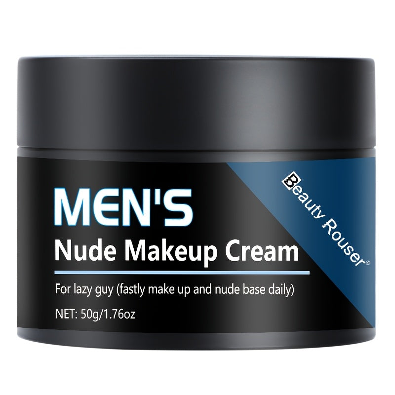 Beauty Rouser Men's Nude Makeup Cream, 50g - Full coverage concealer, oil-control, moisturizing balm with pore-minimizing and skin tone evening benefits. Hypoallergenic and suitable for all