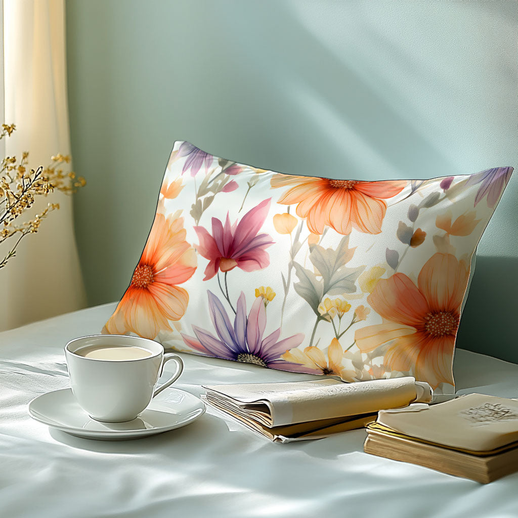 Orange Floral 3D Print Pillowcase, Made with Soft Skin-Friendly Fabric, Machine Washable and Envelope Closure. Perfect for Bedroom, Guest Room, or Hotel. Ready to Gift.