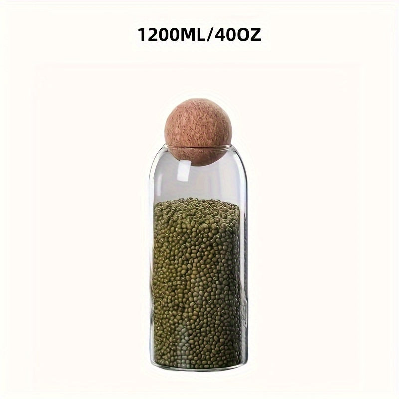 Modern airtight kitchen jar with natural cork design for coffee, tea, spices, and more, ensuring food safety.