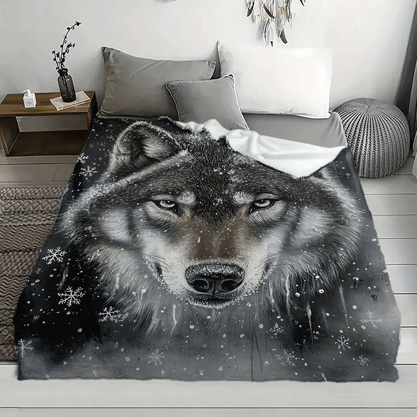 Soft, durable, and cozy Wolf Print Flannel Throw Blanket - the ideal present for African girls, granddaughters, and daughters. Versatile for outdoor, beach, camping, sofa, pet, and office use.