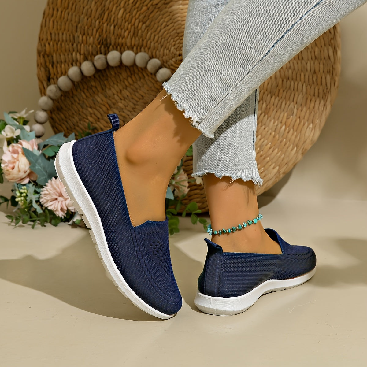 Women's slip-on sneakers are lightweight and breathable with PVC sole and fabric lining. Perfect for all seasons, available in multiple colors.