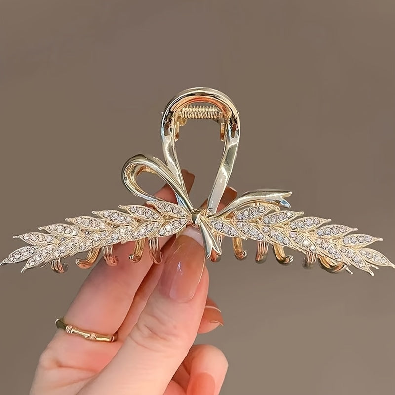 1 elegant retro premium sequined wheat ear hair claw clip for ladies and girls, perfect for princess-style casual hair accessories and gift photo props.