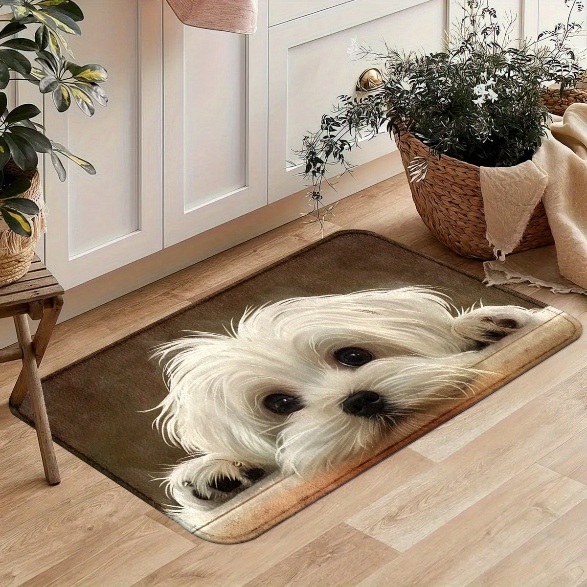 Soft, Durable Welcome Mat with Adorable Dog Design | Non-Slip, Easy to Clean | Great for Indoor/Outdoor, Kitchen, Bathroom, Bedroom | Perfect Holiday Decor & Gift