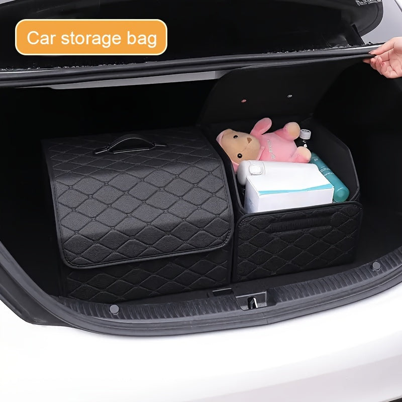 Car trunk organizer for storing toys, food, and automotive accessories - collapsible and spacious.