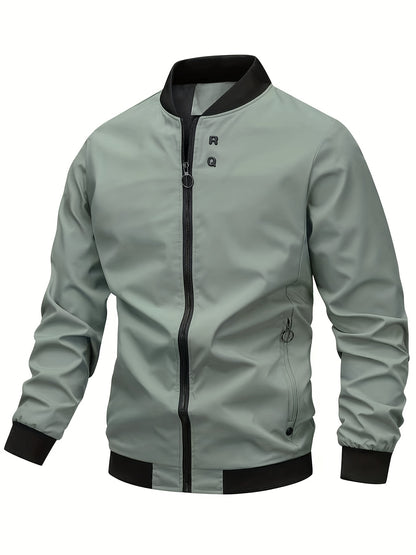 Classic Lightweight Windbreaker Jacket with Zipper Pocket