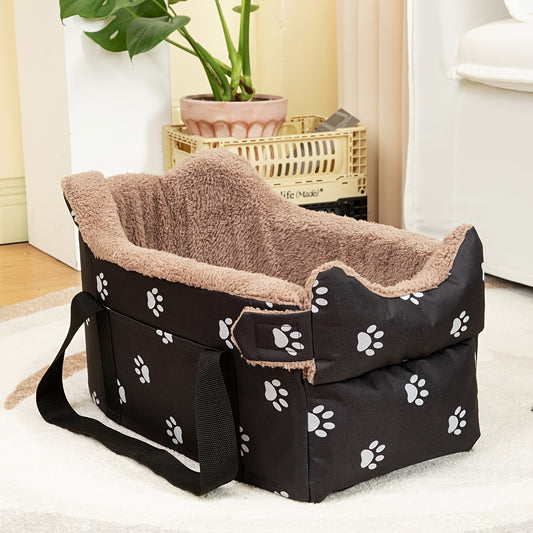 Pet booster car seat for small dogs & cats - portable safety travel bed made of durable polyester.