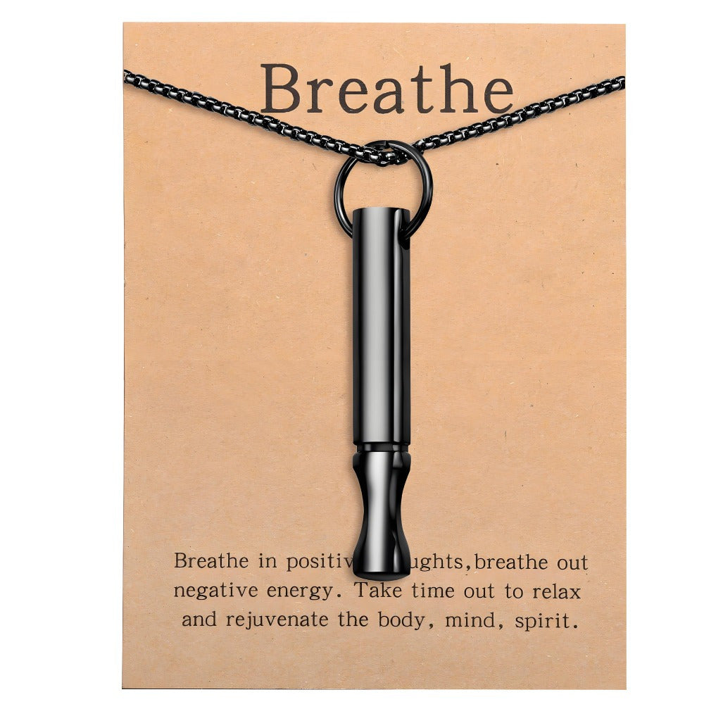 The Titanium Steel Meditation Breathing Necklace is designed to alleviate anxiety, panic, and stress. This Mindfulness Breathing Necklace is perfect for both women and men seeking relief from anxiety and stress through meditation.