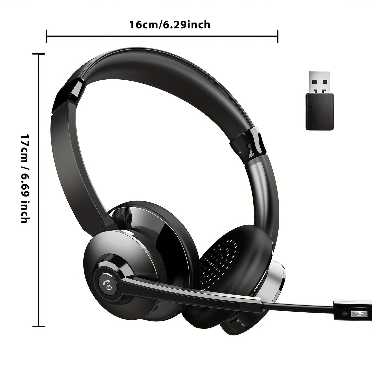 VONZTEK Wireless Over-Ear Headphones with AI Noise Canceling, Dynamic Mic, USB Type-C Charging, Wireless 5.0 - Up to 400 Hours Playtime, Mute Button, for PC/Laptop/Smartphone