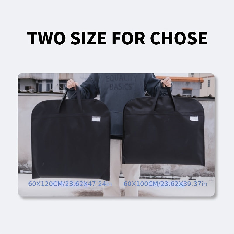 Foldable Black Suit Cover Clothes Bag with Handle, Ideal for Garment Travel Storage in Bedroom, Closet, Wardrobe, Home, or Dorm Room