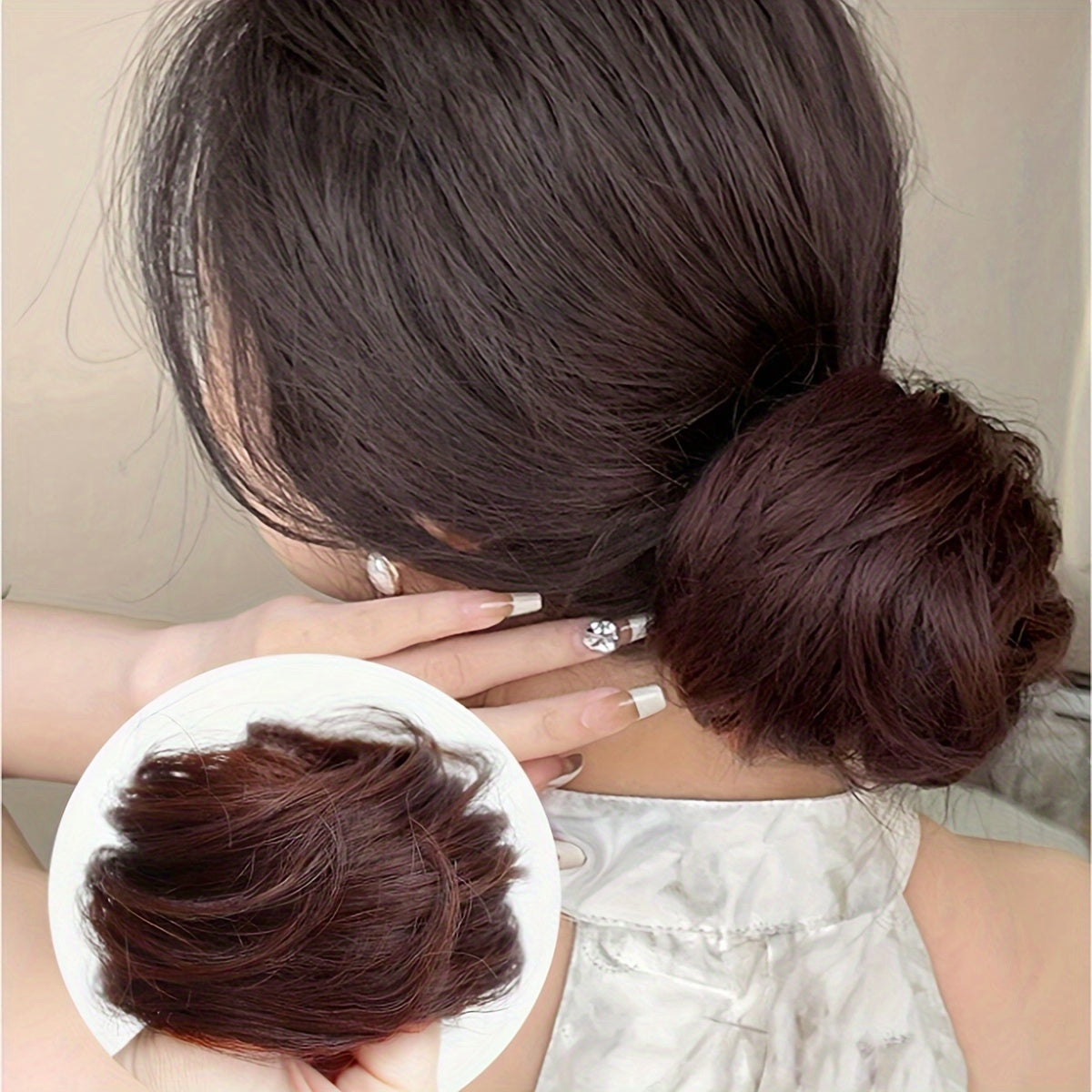 Stylish 3-inch synthetic hair bun ponytail extension for women, ideal for parties and casual wear.