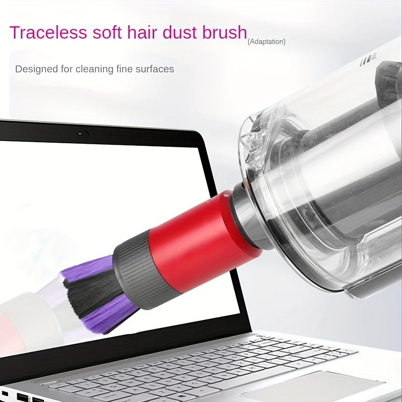 Compatible with Dyson V7 V8 V10 V11 V12 V15 Vacuum Cleaners, this dusting brush is designed to be traceless and scratch-free. It features self-cleaning soft bristles for effective dusting, and its compact design allows for easy storage and transport.