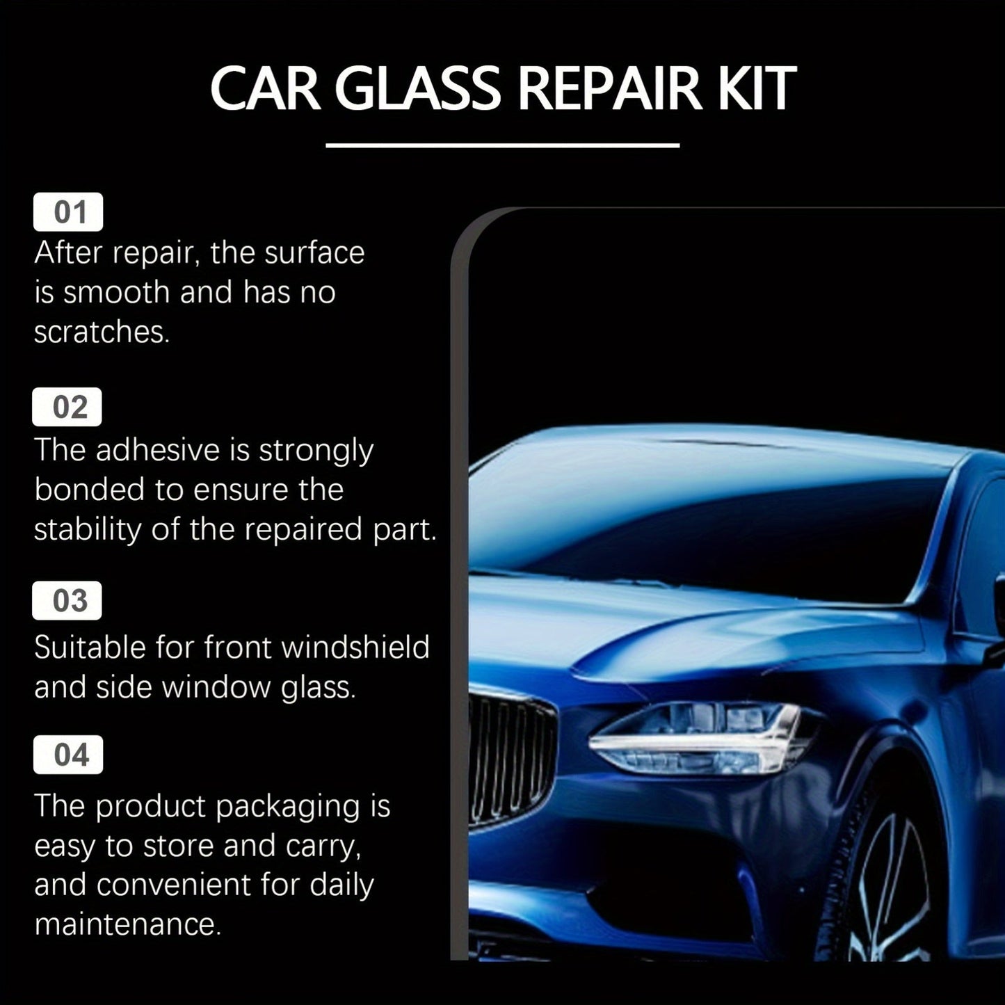 Restore your car's glass effortlessly with the 1Set Car Glass Restoration Fluid. In just a few minutes, it clears up your windshield and restores its transparency for a clear vision while driving.