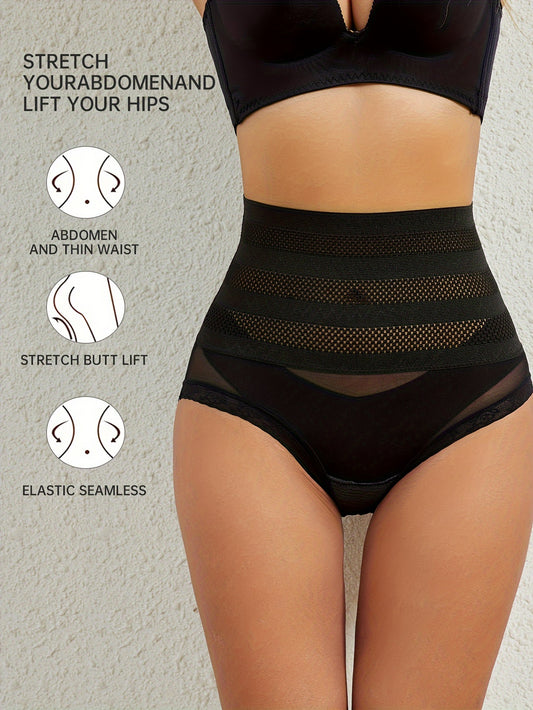 Women's Slimming Shapewear Panties with Tummy Control and Butt Lift, featuring Breathable Fabric and Ruffle Striped Design